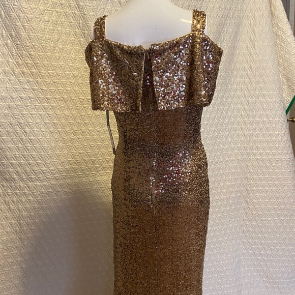 Gold Sequins Badgley Mischka Formal Gown - Picture 3 of 3